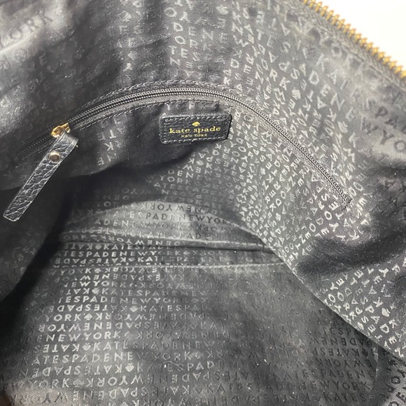 Kate Spade New York Black Pebbled Leather Shoulder Bag Gold Hardware Tote - Picture 6 of 7